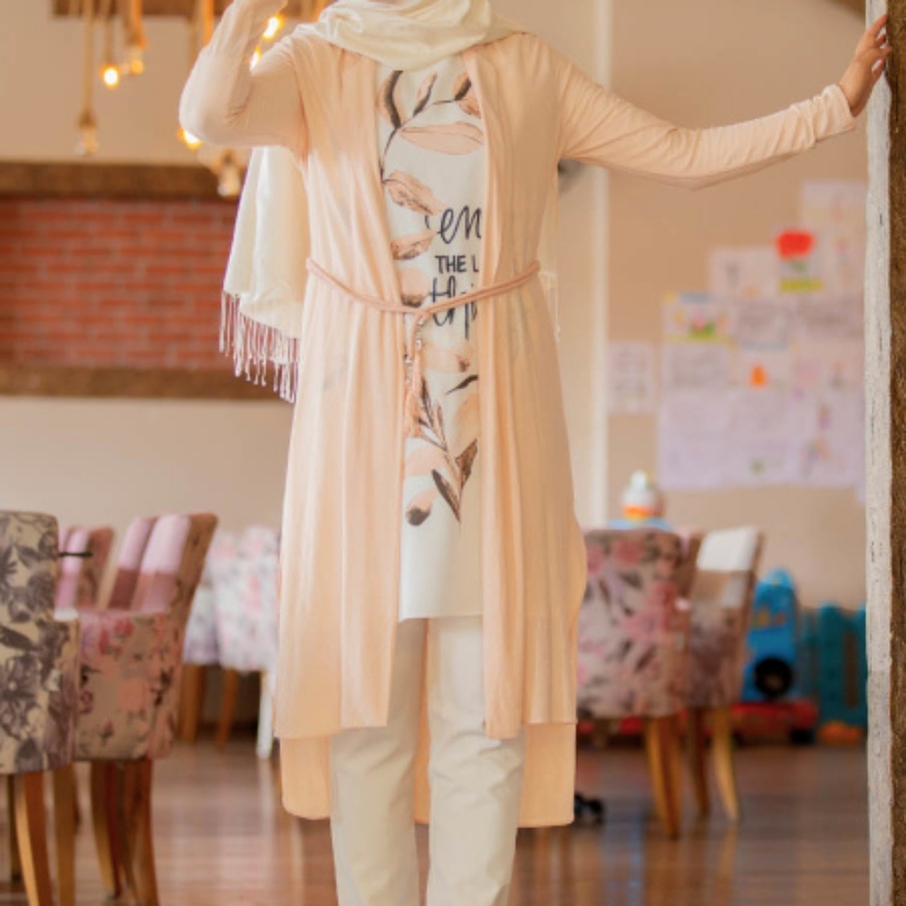 Peach Long 2 piece tunic with belt.